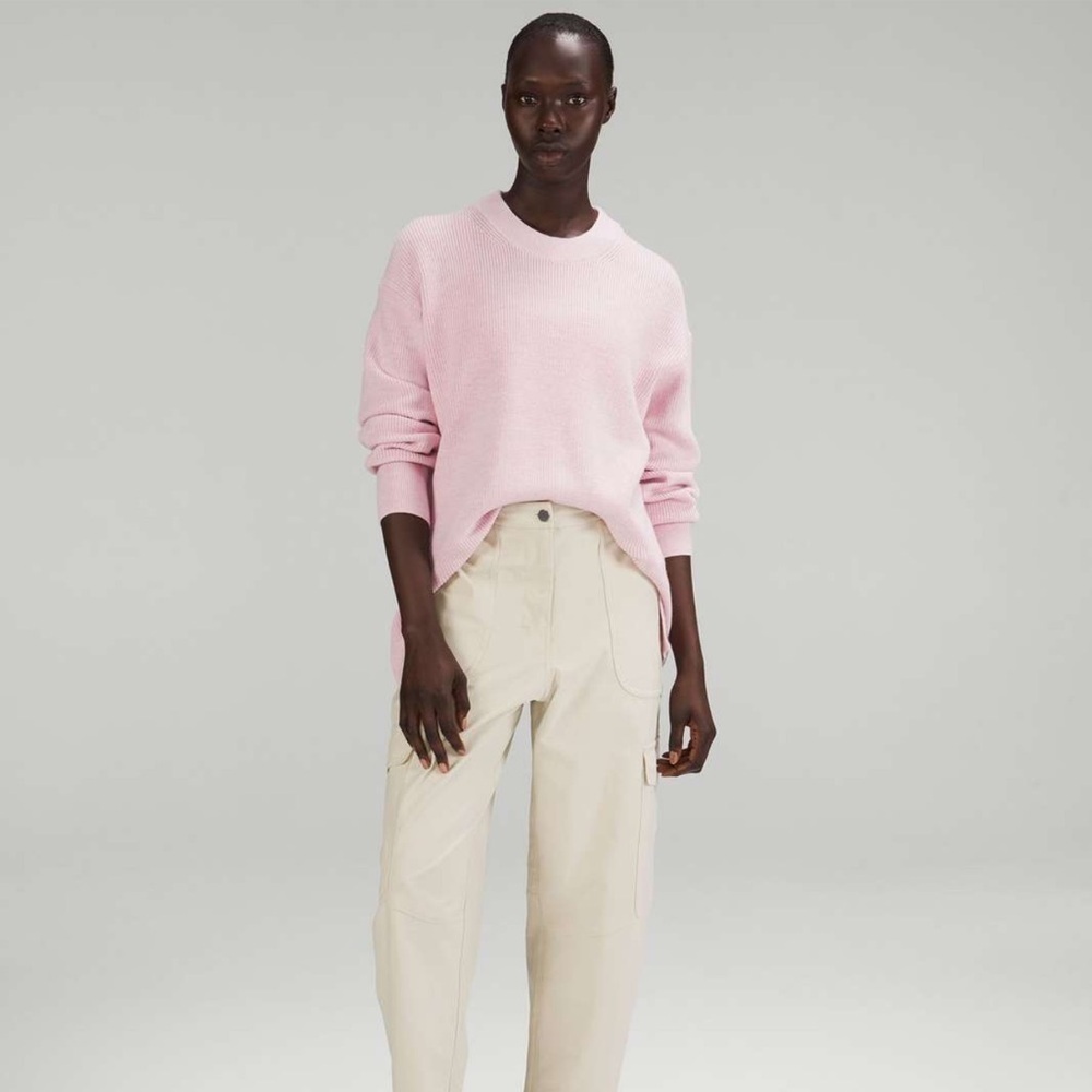 Lululemon Merino Wool-Blend Ribbed Crewneck Sweater
Heathered Pink Peony, size L